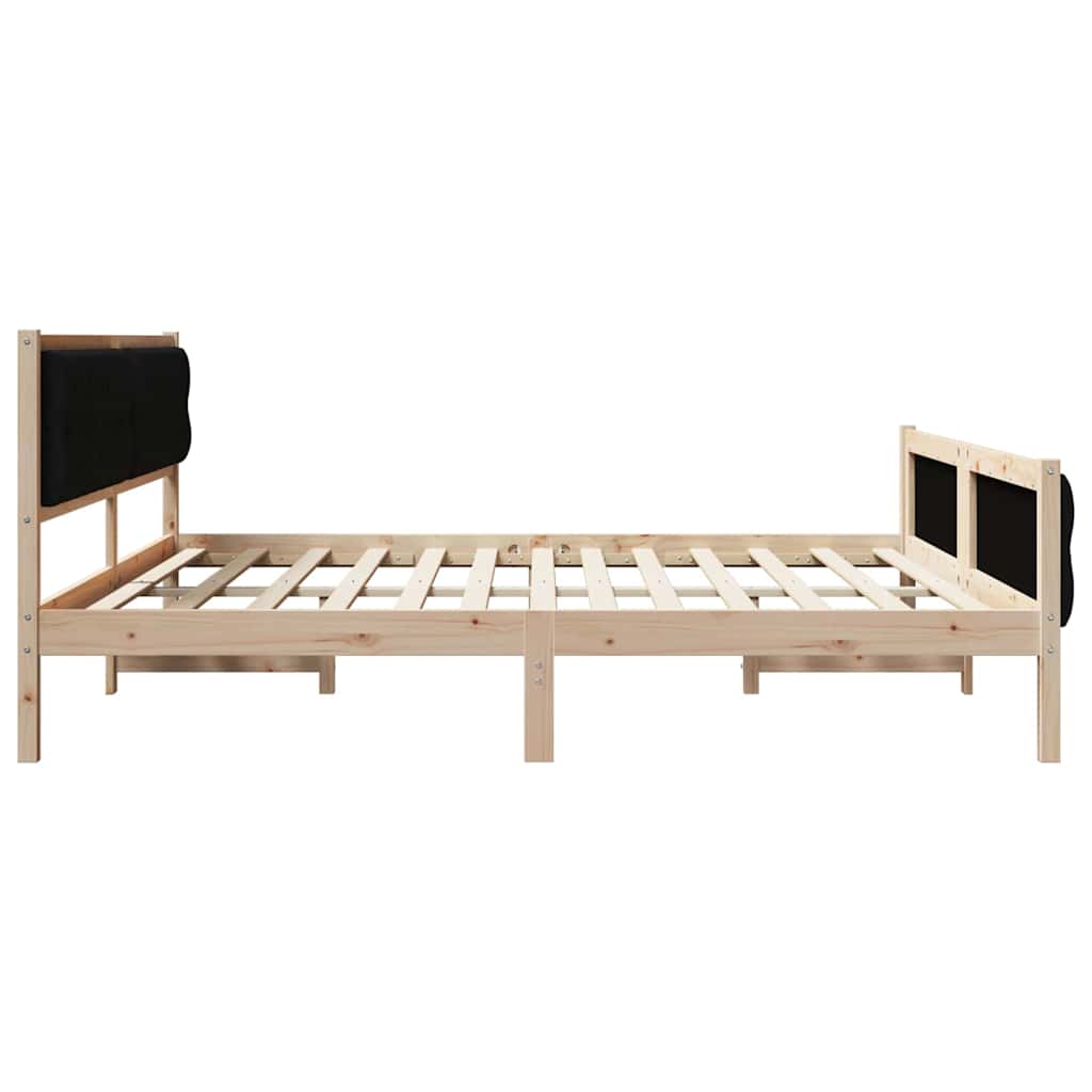 Bed Frame Black 200 x 200 cm Solid Pine Wood