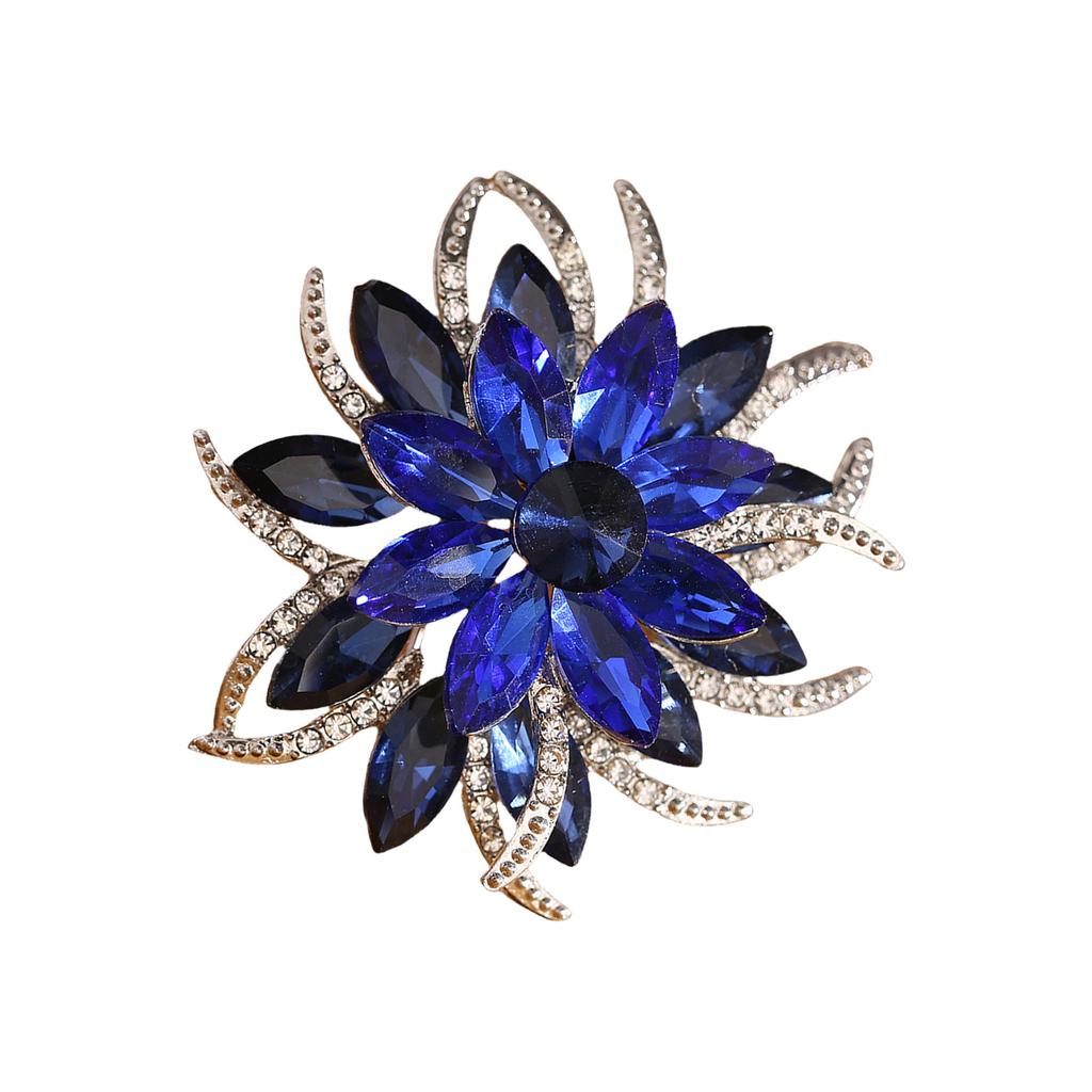 Elegant Double Layer Flower Brooch With Crystals and Florals Designs for Women Jewelry Accessories