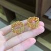 Italian Craft Geometric Hollow Clover Ring Female, Court Vintage 18K Gold Diamond Ring