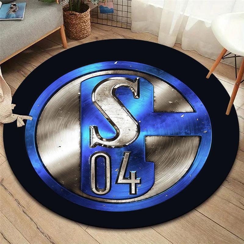FC Schalke 04 Round Area Rug,Carpet Rug for Living Room Bedroom Sofa Playroom Decor,Non-slip Floor Mat