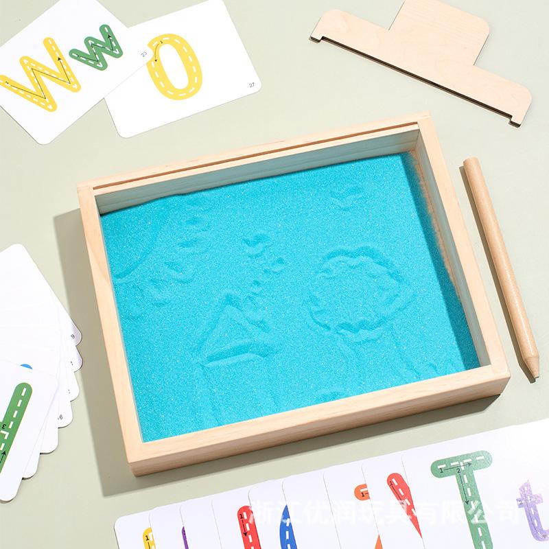 Writing Sandbox Cross-border Wooden Preschool Enlightenment Calligraphy Scraping Sandbox Children's Teaching Aids Wooden Educational Toys