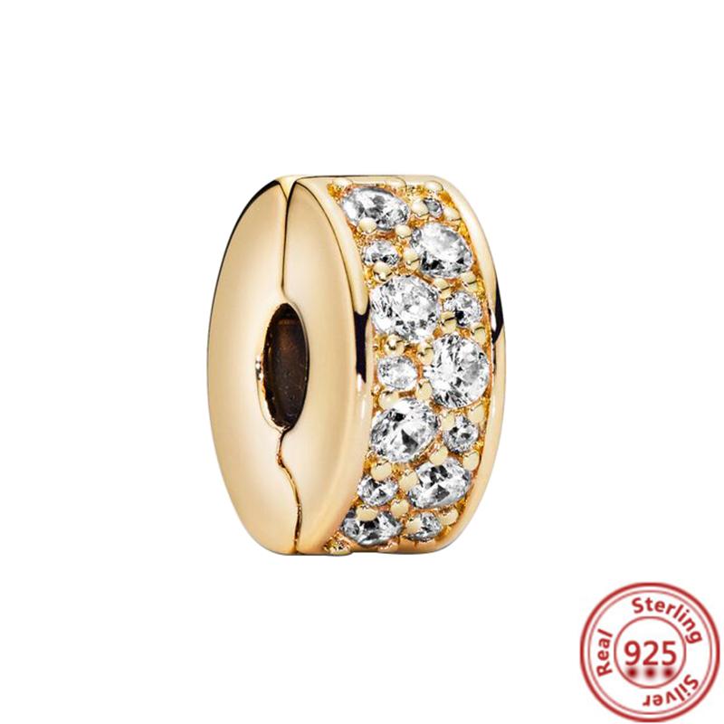 Cobre 925 Corazón de Amor Dorado Trébol de Cuatro Hojas Ángel Sol Árbol Plumas Cuentas DIY Ajuste Pulsera de Abalorios Original Pantaro Zircón Fino