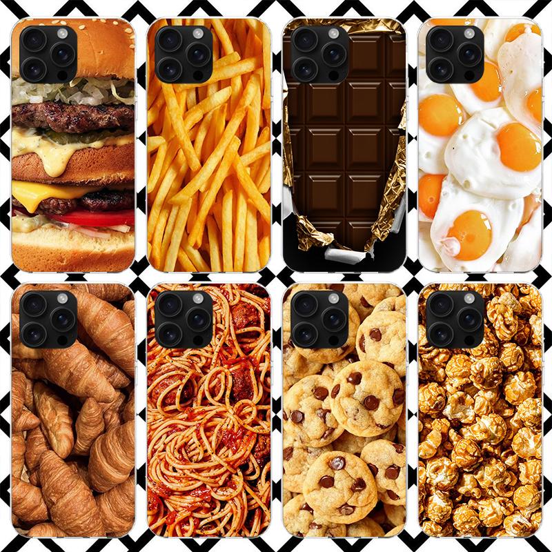 French Fries Burger Pizza Phone Case for iPhone 17 Air 16 16E 15 14 Plus 13 Mini 12 11 Pro Max 7 8 + SE 2020 Soft Cover Fundas 1