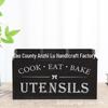 Solid Wood Retro Kitchen Sundries Storage Box with Compartments for Cutlery
