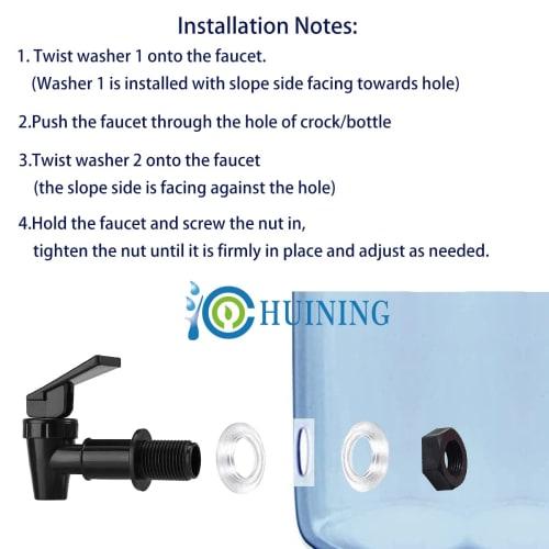 HUINING BPA-Free Plastic Faucet Replacement Cooler Faucet for Countertop Home Bucket Water Cooler Filtration System Pitcher Water Dispenser (2-Pack Bl