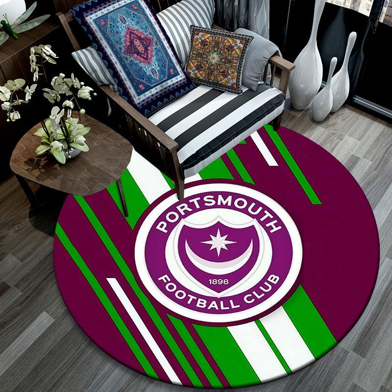 Portsmouth F.C,Round Area Rug,Carpet Rug for Living Room Bedroom Sofa Playroom Decor,Non-slip Floor Mat