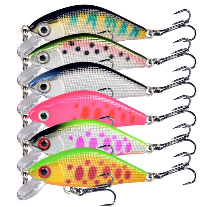 6 Stück 5 cm 4,3 g 0Hochfester Haken, Mikro-langsam sinkende Minnow-Köder für Mikro-Fischerei, Weitwurf-Köder für Fischart