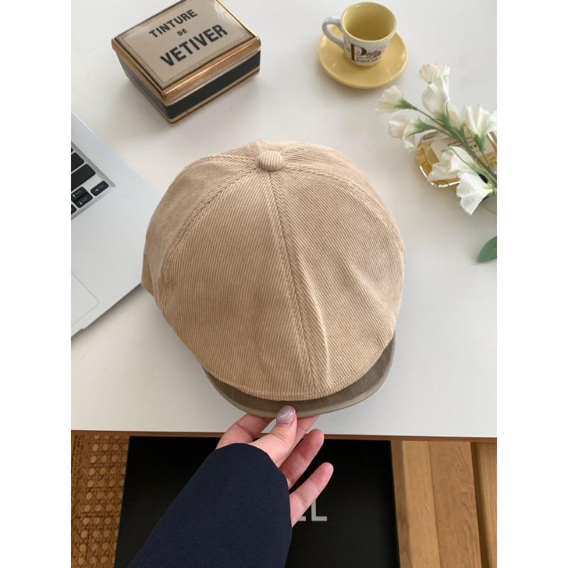 

Вельветовая ретро кепка женская осенне-зимняя берет художника восьмиугольная кепка газетчика британский стиль old money ветрозащитная шляпа M（55-58cm）