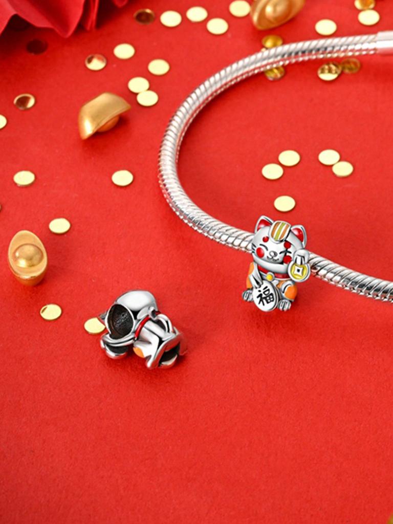 Charms Plata Little Bear Squirrel Lucky Cat Beads Charm Copper Plated Fit Charms Original Bracelet For Jewelry Making Diy Charm
