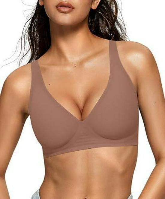 OEAK Damen Bügelloser Deep V Push-Up T-Shirt BH