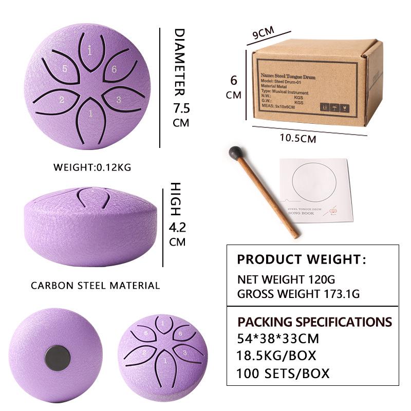 3-inch 6-tone Mini Steel Tongue Drum