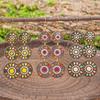 12Colors Vintage Multilayer Round Shaped Dangle Earrings for Women Ethnic Drop Glaze Retro Drop Earring Female Vacation Jewelry