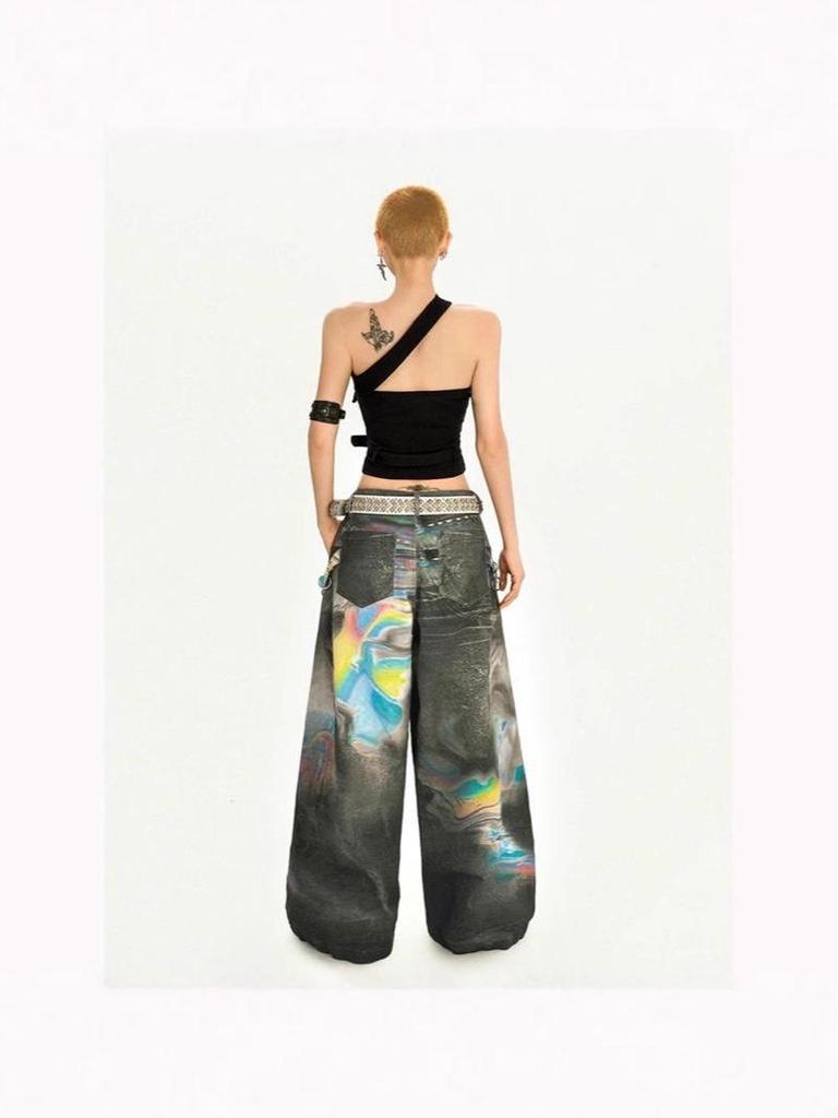 Amerikanische Retro Wide-Leg Jeans: Vielseitige, locker sitzende Mode im High-Street-Stil