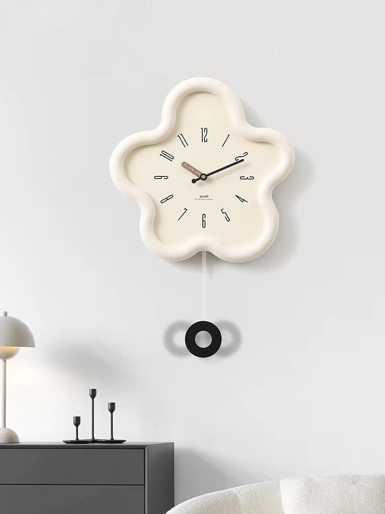 14inch Aesthetic Flower Pendulum Wall Clock Silent Modern Nordic Living Room Decor Creative Art Watch Gift