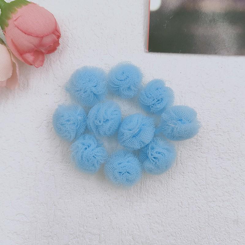 1,5 cm Doppelfarbiges Elastisches Netzblumen-Pompon-Spitzen-Haarschmuck, DIY Koreanischer Stil