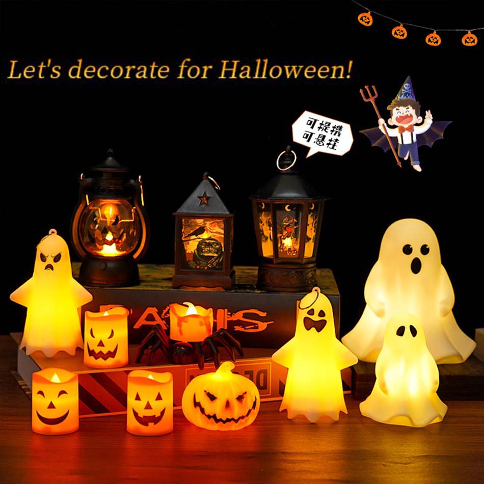 Felinar cu dovleac LED de Halloween Lampă cu lumină LED Recuzită pentru casă Bar Decor de Halloween Felinar LED Amenajare scenă Decorațiune pentru casă