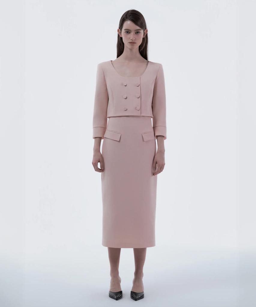 Mausolleum Celina Button Long Dress - Pink
