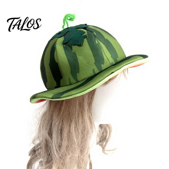 Creative Watermelon Print Cap Party Hat, Wide Brim Sun Visor for Costume Parties, Playful Summer Beach Hat Lightweight Elastic Unisex Headwear