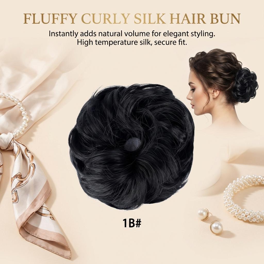 Women's Temperature Silk Wig Curly Hairpiece with Natural Volume and Breathable Cap