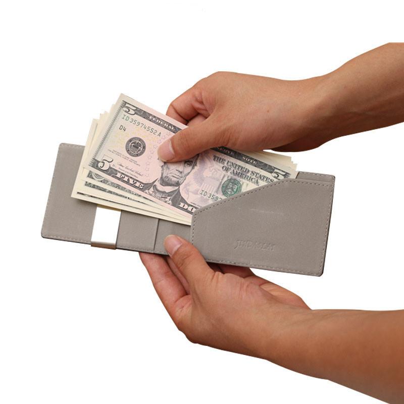 Men's Sophisticated Black Genuine Leather Wallet With Silver Money Clip And Card Holder