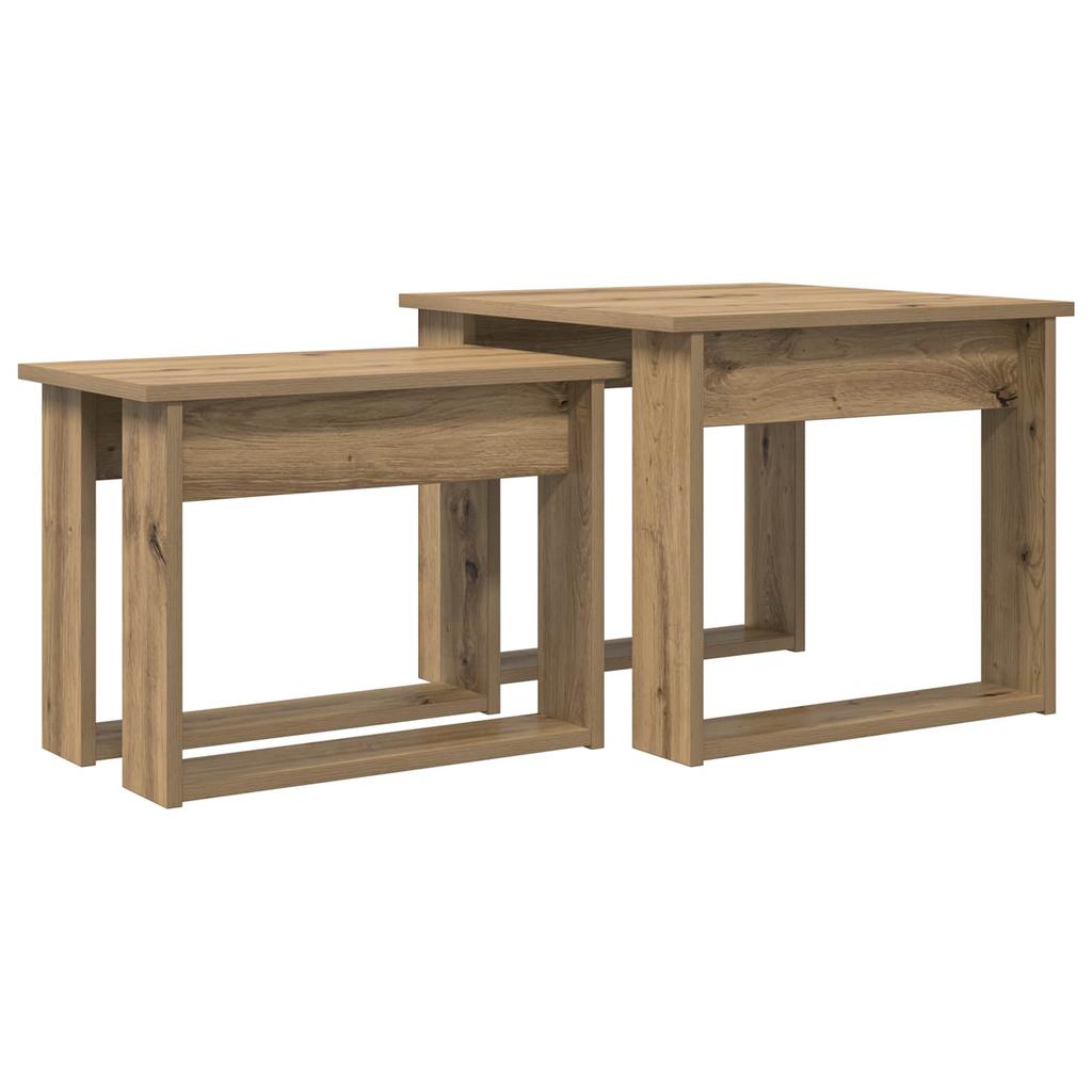 Coffee Table Set 2 Pcs Artisan Oak Wood Based Material