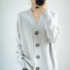 GMXIA Spring and Autumn Knitted Sweater, Loose Large-sized Cardigan, Women's Collar Knitted Sweater, Solid Color Button, Laid-back Coat