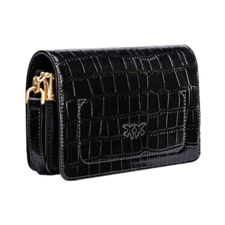 New PINKO Cowhide Leather Swift Bag Shoulder Bag Crossbody Bag Mini Women's Black 1P22VW-A051-Z99G