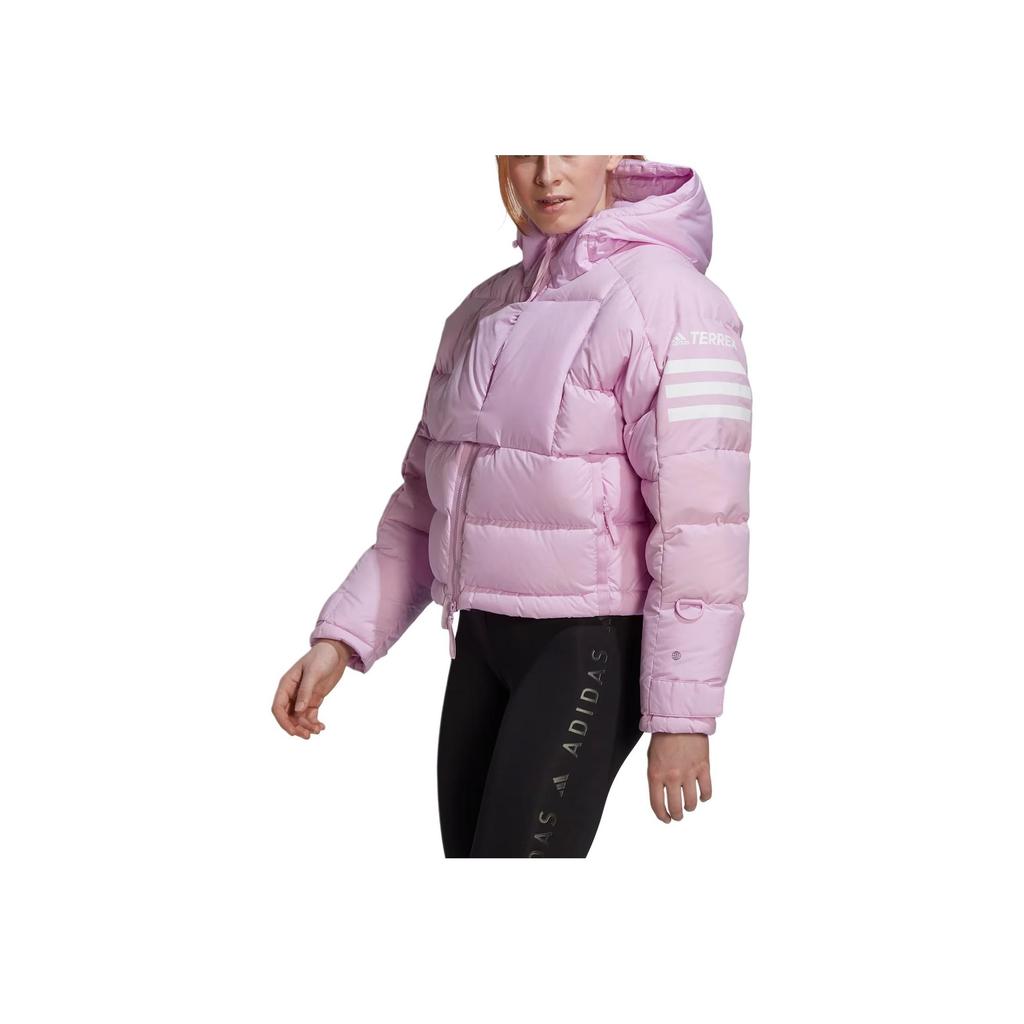 adidas Three Stripe Printed Hooded Short Down Jacket Women Jacket Pink HG3164