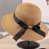 Elegant Hepburn Women Beach Sunshade Sun Hat  Summer Retro Sunscreen Hat Bow Fisherman Hat