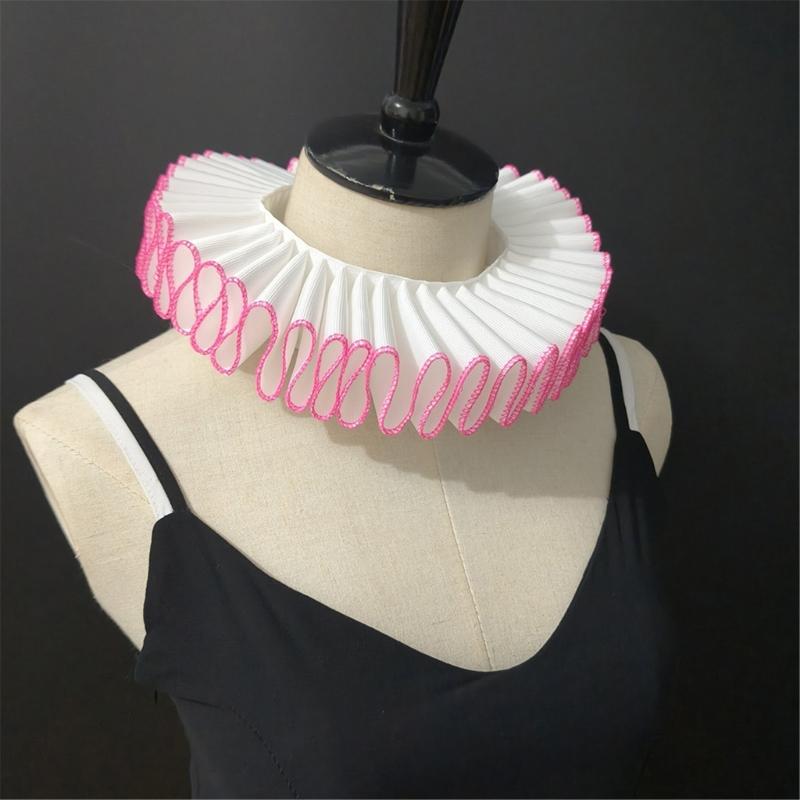 Comfortable Ribbon Faux Collar Colonial Clown Choker Neck Collar Ideal for School Uniforms Performances and Parties
