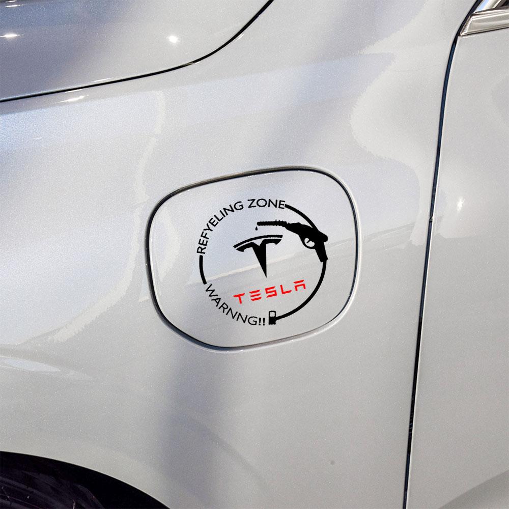 RUNTB1 Car Fuel Tank Cap Decoration Sticker Tesla Model 3 Model S Model X Model Y Roadster Coil Mod WYE K80 Auto Exterior Decals For
