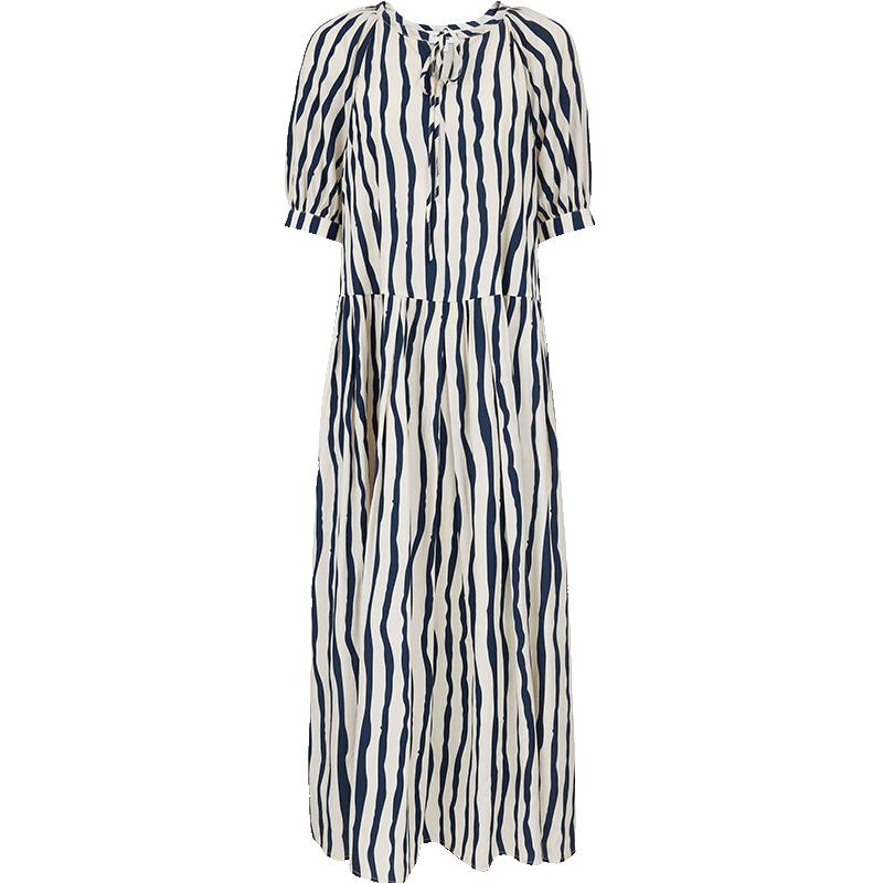

VEROMODA Striped Tie-Waist A-line Maxi Dress M