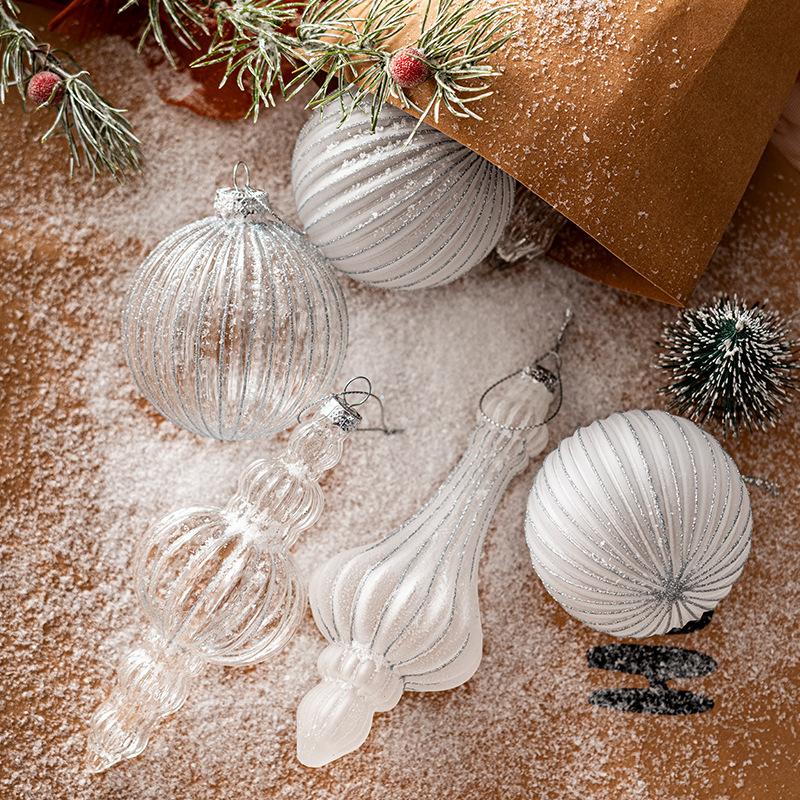 8/16cm Christmas Transparent Glass Ball Pendant Christmas Ball Xmas Tree Hanging for Navida Shining Xmas Pendant New Year Decora