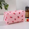 2026 Cute Strawberry Corduroy Travel Cosmetic Lipstick Brush Portable Storage Bag Women Girl Makeup Handbags Pouch Bag Organizer