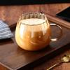 Enkellaagse Beker van Hoog Borosilicaatglas met Lepel Set Verticale Streep Pompoenvorm Glazen Beker Draagbare Creatieve Koffiemok