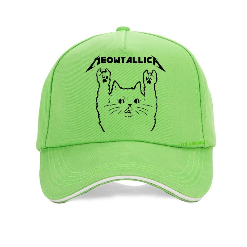 Men'S Meowtallica Rock Music Baseball Cap Funny Cartoon Cat "Master Of Kittens" Print Hip Hop Adjustable Streetwear Cap