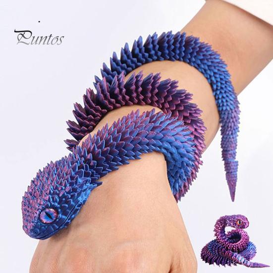 Lifelike Snake Sculpture 3D Printed Figurine Movable Joints Figure Articulated Animal Decor Model Toy Home Office Bookshelf Desktop Decoration