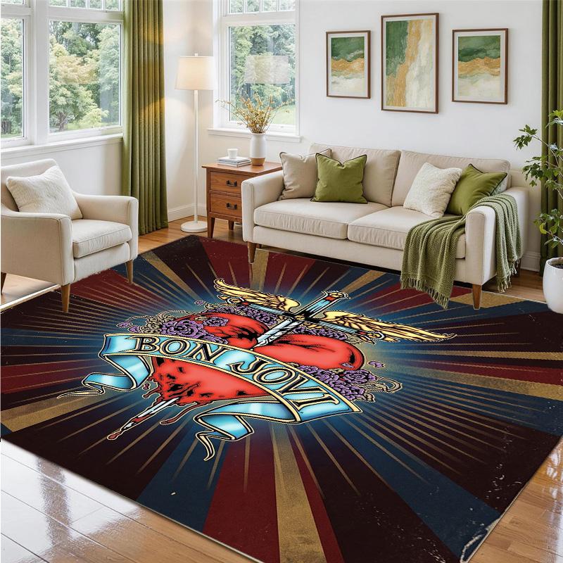Bon Jovi Design Crystal Velvet Rug Soft Decorative Mat for Bedroom Entrance