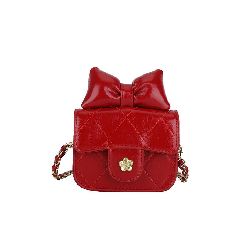 No Ip Small Pu Diamond Quilted Girls Crossbody Bag With Bow For Daily Use