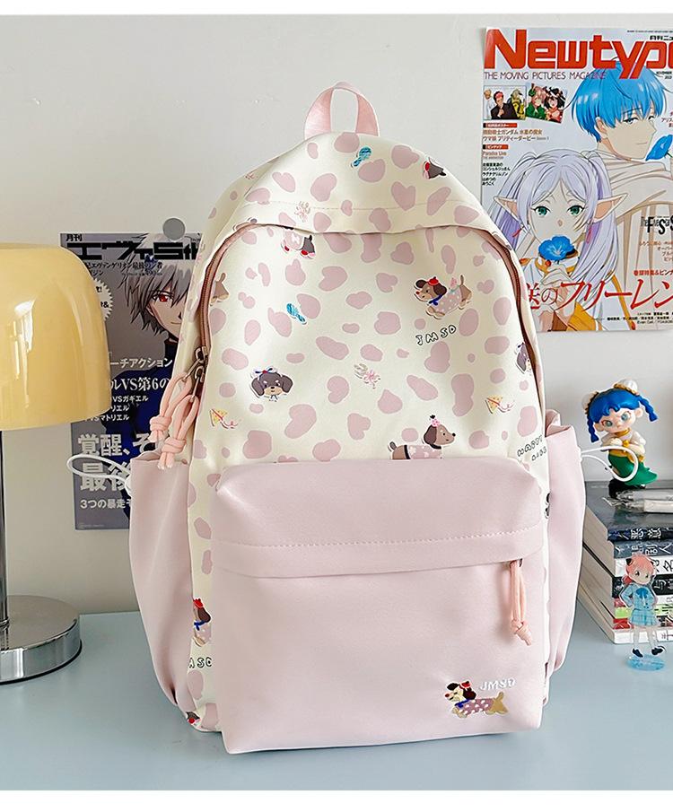 Schoolbag New High-value Japanese Ins Fresh and Sweet Polka Dot Contrasting Color Backpack Junior High School Students Lightweight Large-capacity