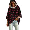 Women's Fashion Polka Dot Print Hooded Pullover Top with 3/4 Sleeves