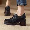 Pantofi de damă la modă cu toc pană gros, din piele PU moale, cu vârf pătrat la modă, pantofi casual slip-on pentru femei, pantofi mule confortabili pentru birou