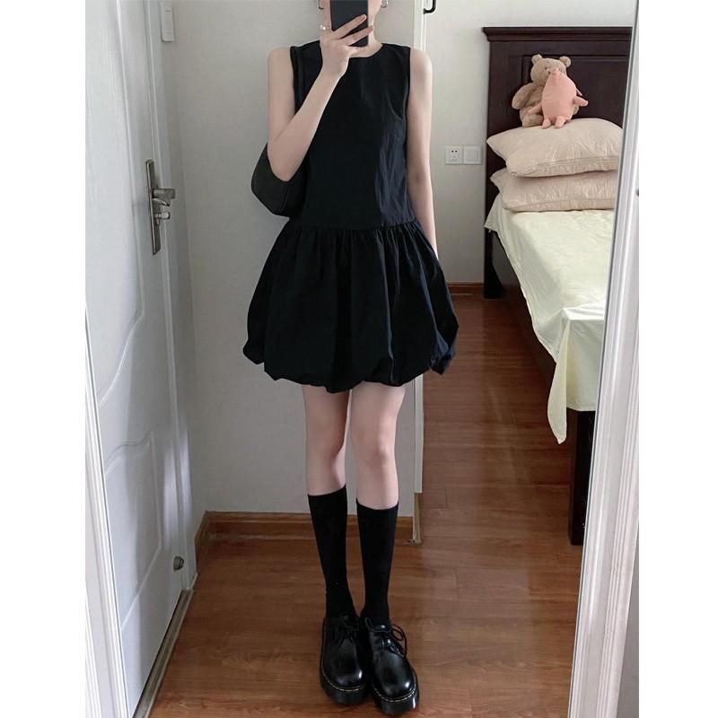 Korean white sleeveless vest dress women's summer gentle wind temperament skirt small loose bud short skirt