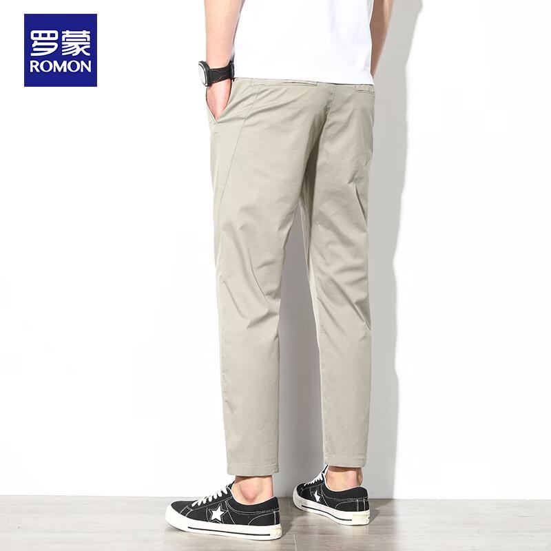 ROMON Men's Summer Loose Fit Casual Cropped Pants