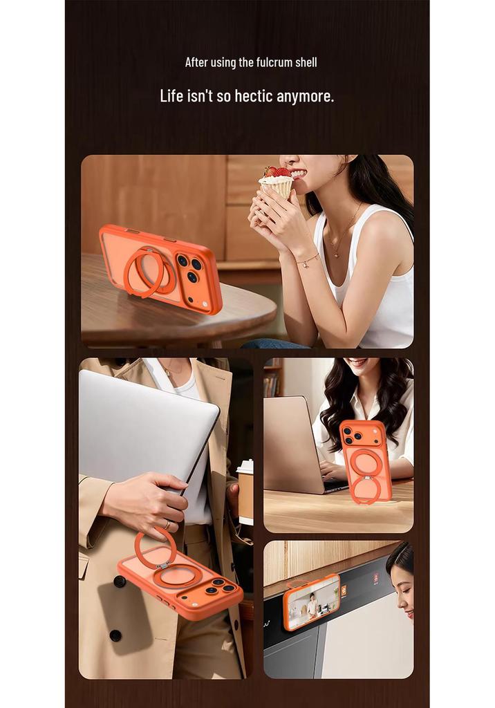 Compatible iPhone 17 Pro Max Magnetic Protective Case - Drop-proof, Rotating Air Matte Holder.