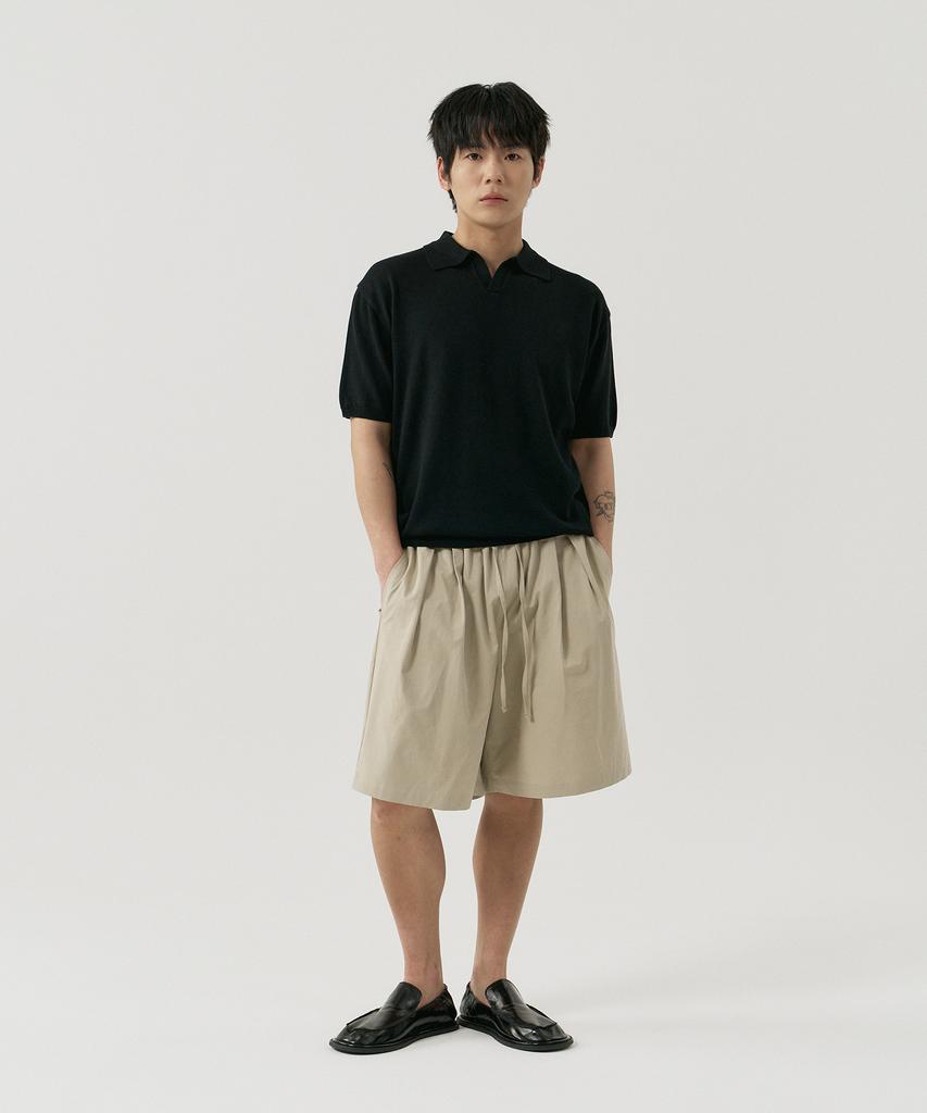 GNOK Silk Collared Short Sleeve Knit [Black]