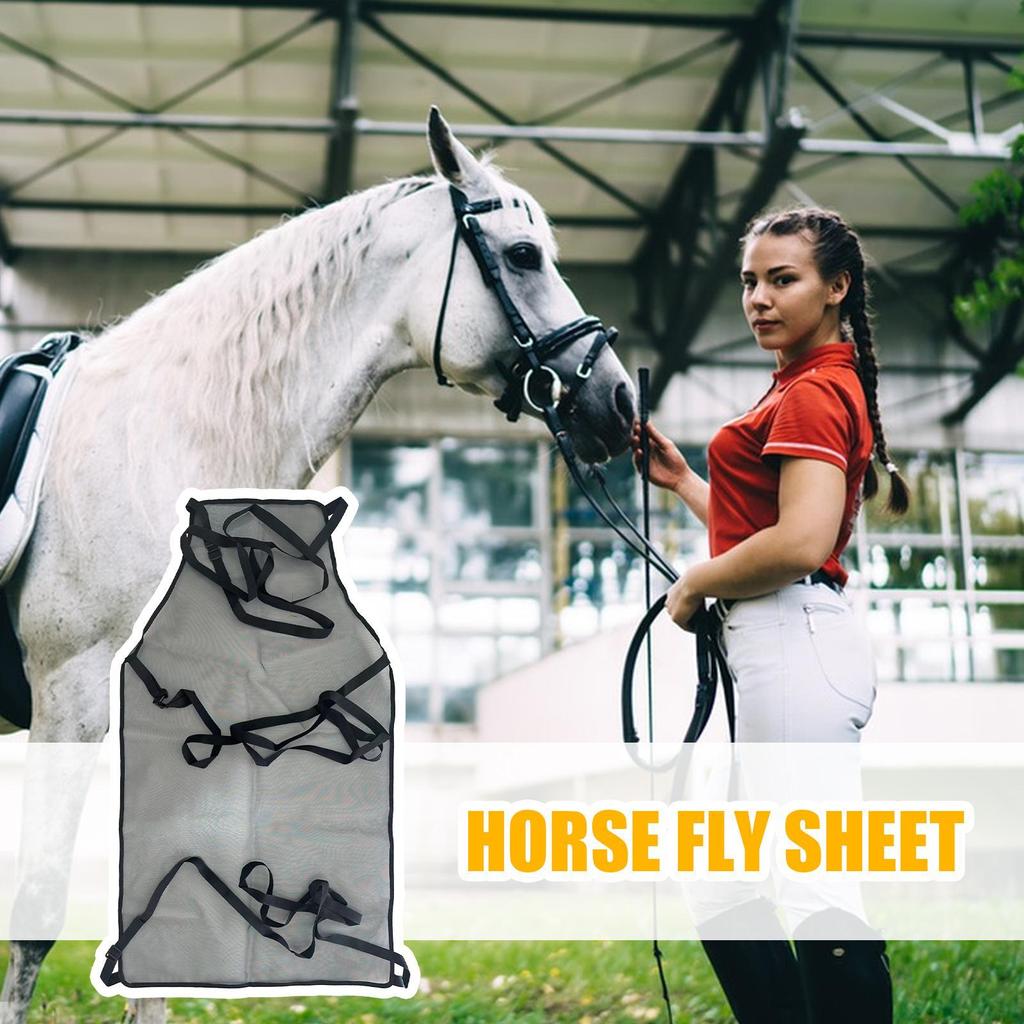Horse Fly Sheet Adjustable Breathable Mesh Equine Fly Sheet Equine Care Blankets For Livestock Outdoor Backyard Farm Patio
