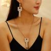 High quality fashion creative ins wind metal design sense key pendant women's necklace earrings party set jewelry