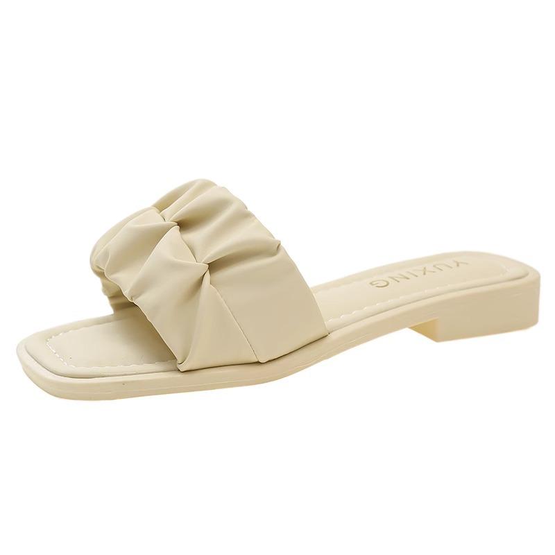 Factory direct sales French flat-bottomed cool slippers women's summer fashion 2025 new models with skirts high-end beach slippers