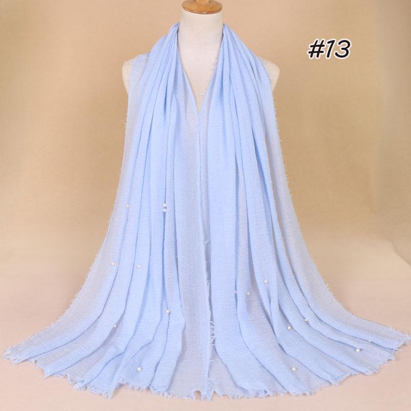 New Plain Crinkled Cotton Muslim Hijab Scarf Women Ladies Scarfs Shawls Head Wrap Pearl Beads Head Scarves Soft Muffler Stole